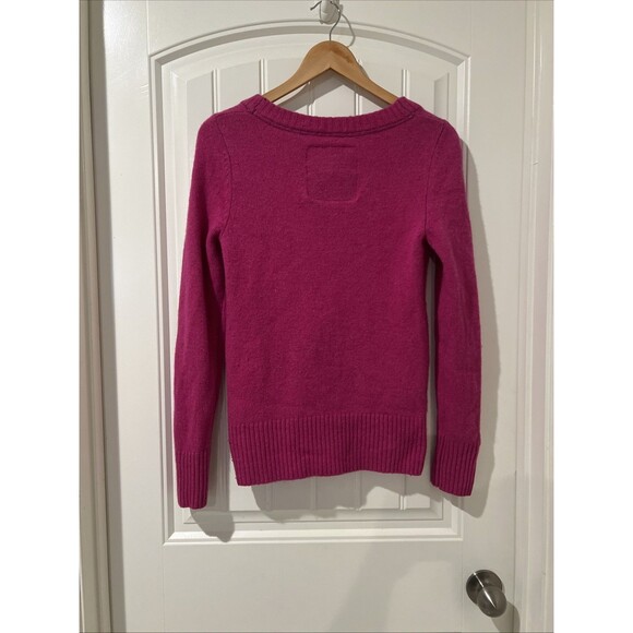 Vintage Superdry Premium Black Label Pink 100% Lambs Wool Embroidery Sweater L - Picture 2 of 9